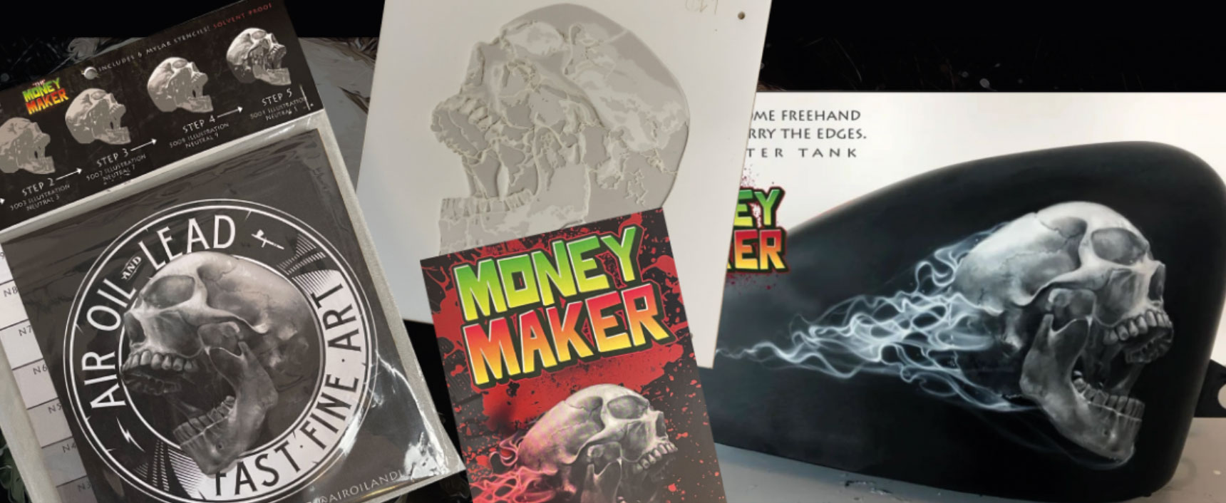The Money Maker: Six-piece skull stencil set from Steve Gibson